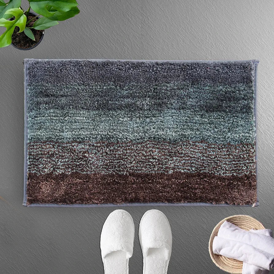 Luxe Home Bath Mat Super Soft Anti Skid Slip Water Soak Washable Oyster Door Mats for Home, Bathroom Mat, Floor Mat, Kitchen Mat for Floor  Burnt Green, Pack of 2